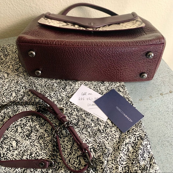 SOLD Rebecca Minkoff Shoulder Bag Snake Print Burgundy - Picture 10 of 12